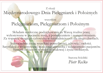 Życzenia z okazji Międzynarodowego Dnia Pielęgniarek i Położnych