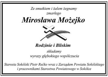 Nekrolog, Ze smutkiem i żalem żegnamy